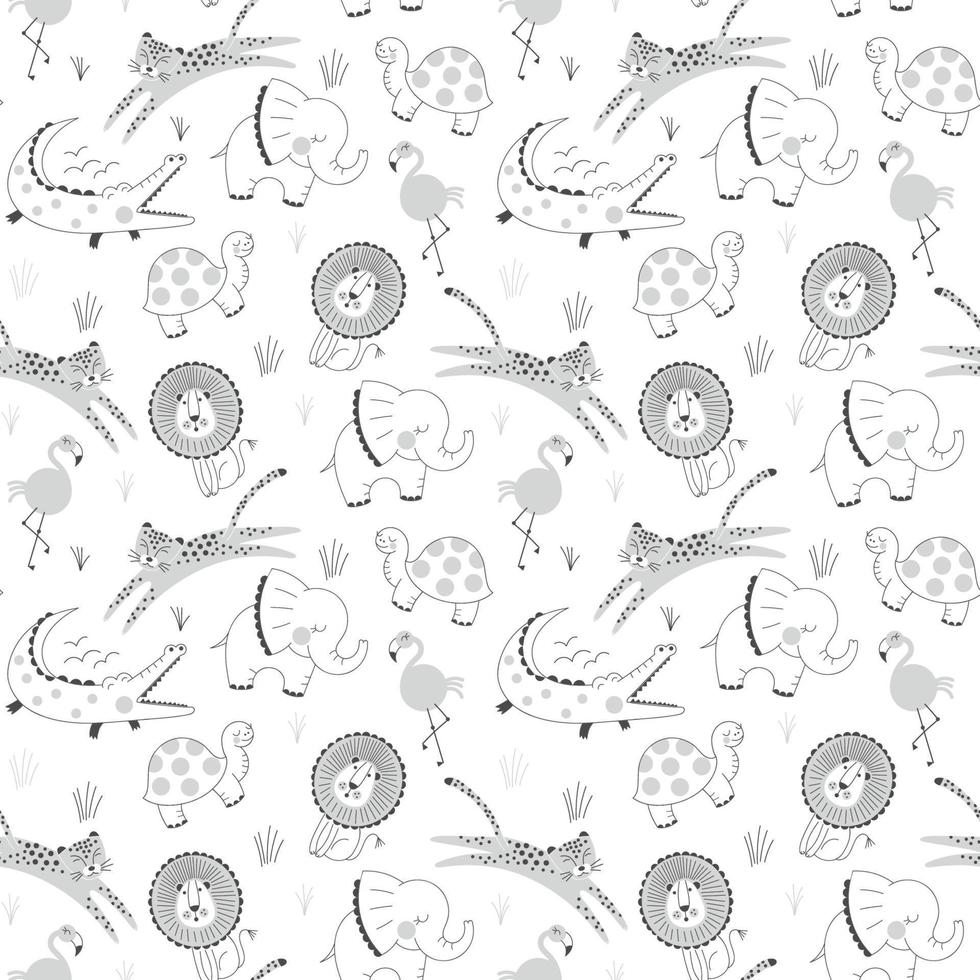 Animals repeat seamless pattern print vector