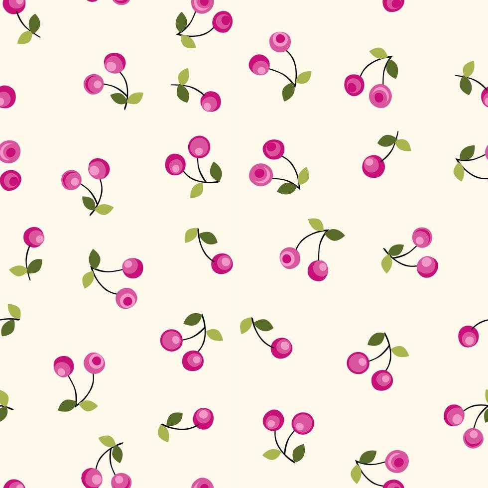 Cherries seamless all over repeat pattern vector