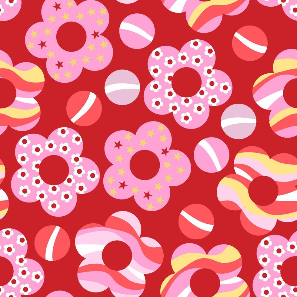 Retro flowers seamless pattern print vector