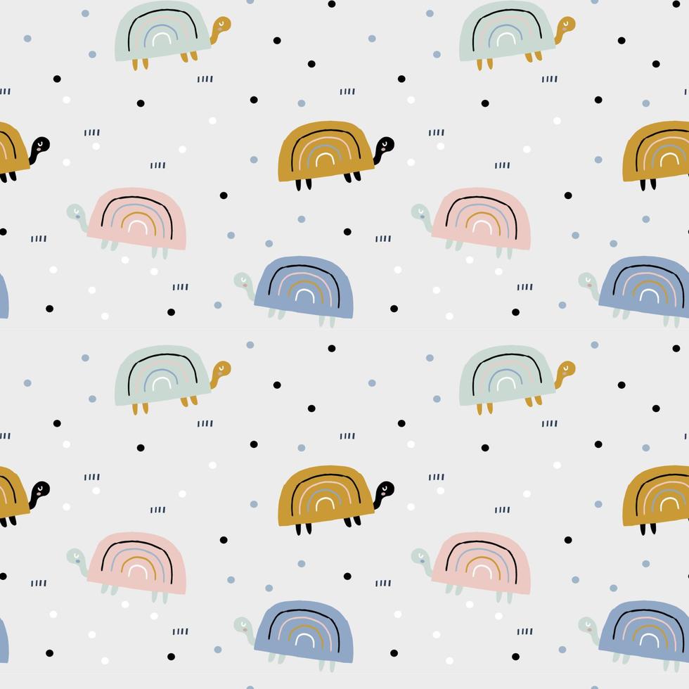 Cartoon turtles seamless pattern for kids vector