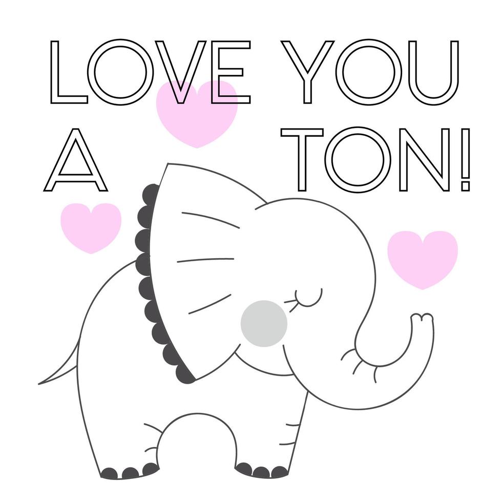 Elephant Valentine's day pun graphic icon vector