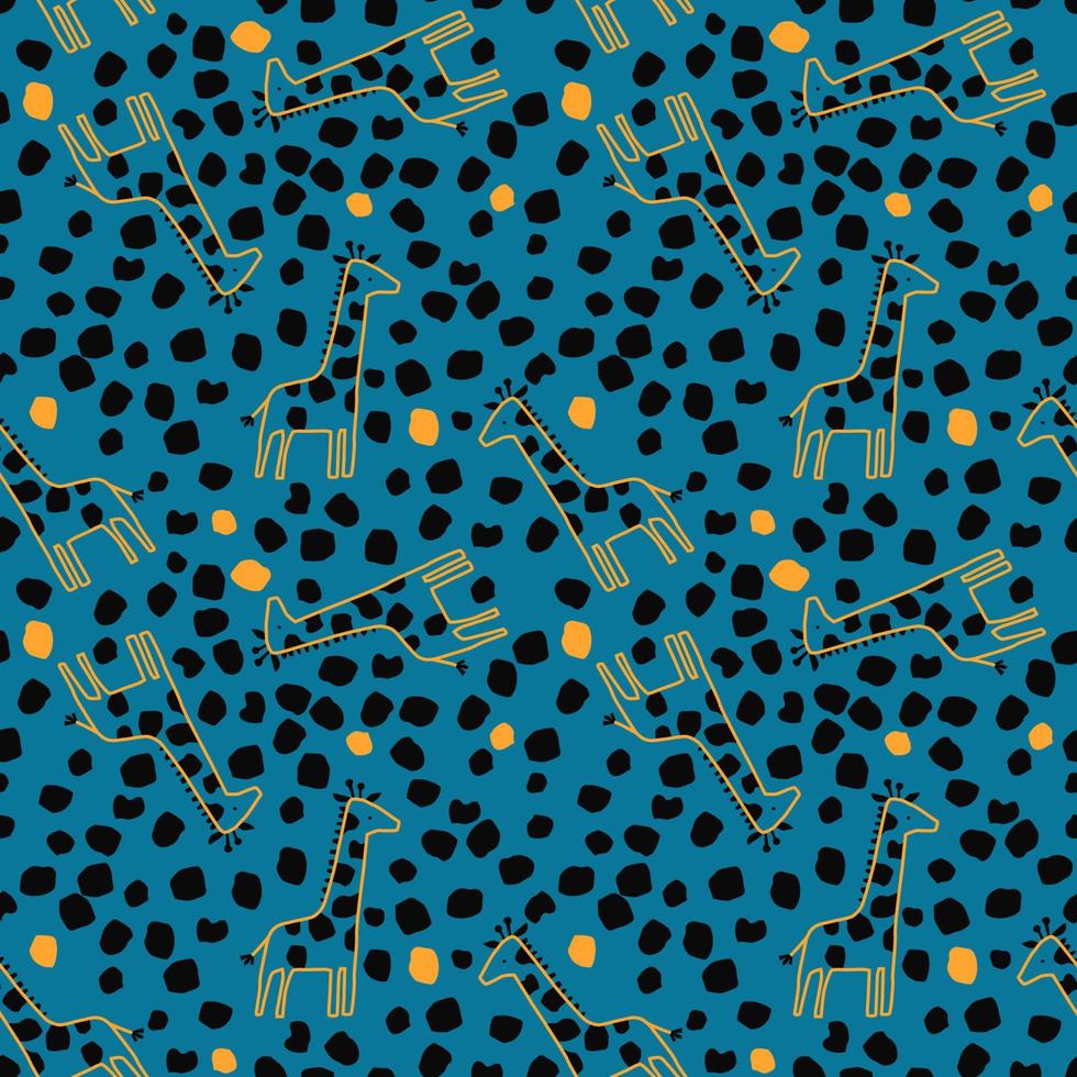 Cartoon giraffe seamless repeat pattern vector