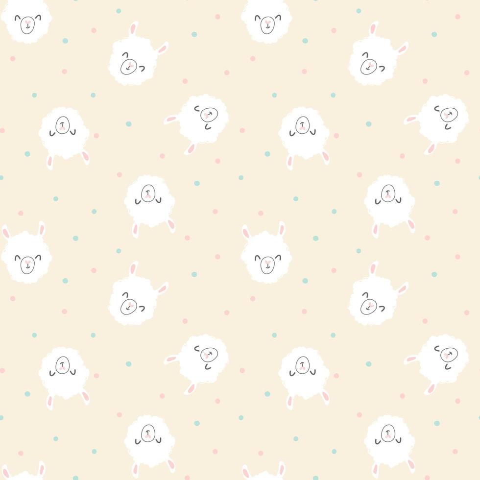 Cartoon alpaca seamless repeat pattern vector