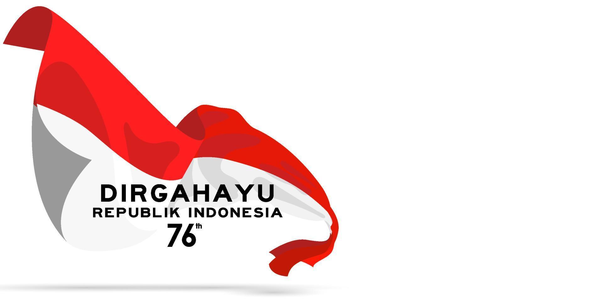 Flag banner of indonesian happy independence day. 76 years of indonesia freedom vector