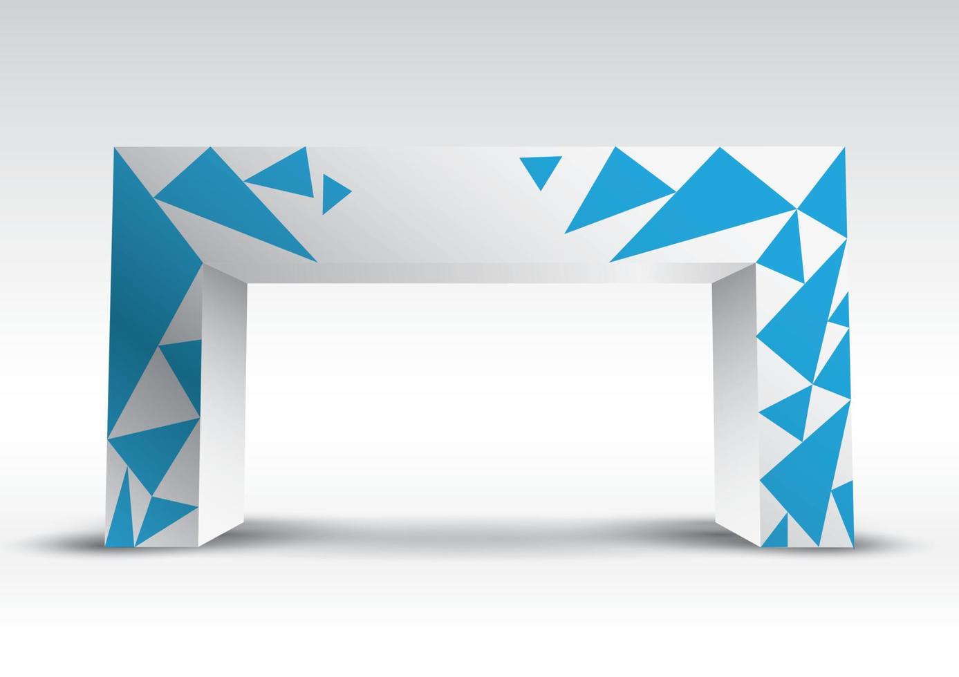 Vector de exposición de entrada de puerta azul 3d editable con estilo moderno sobre fondo aislado