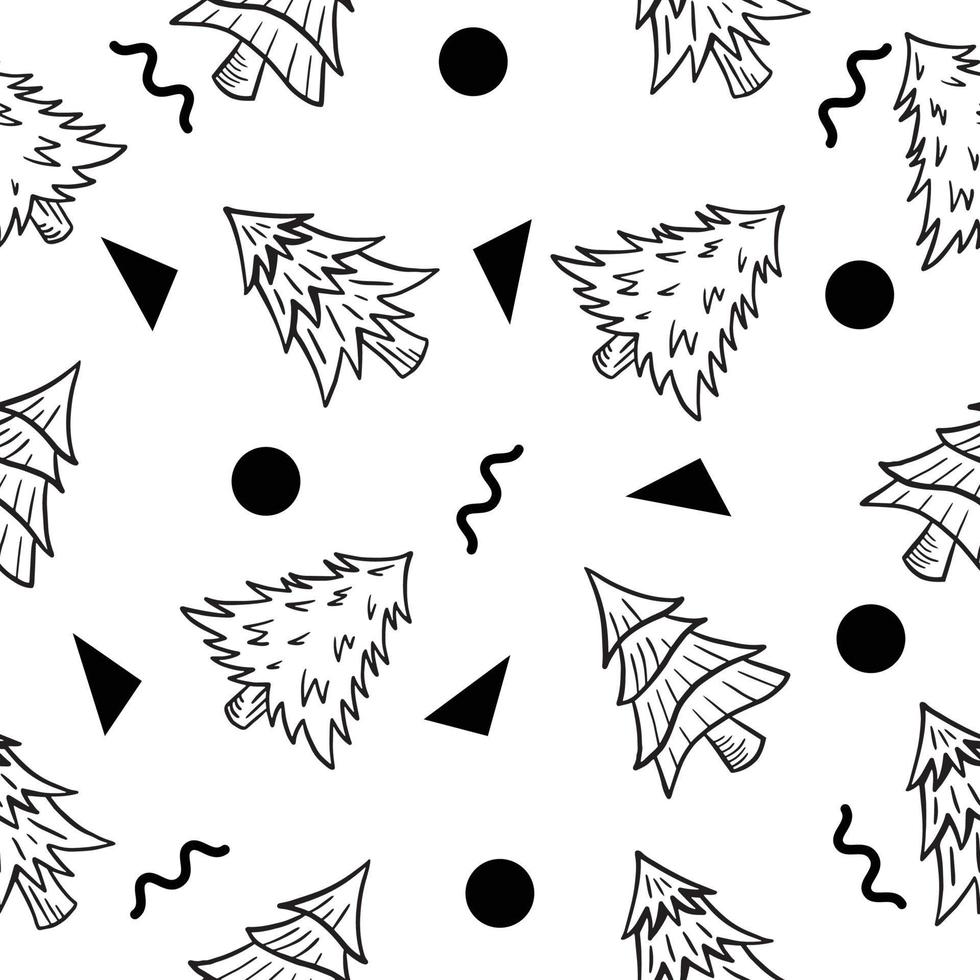 cute tree natal christmas decoration seamless pattern object wallpaper with white. vector