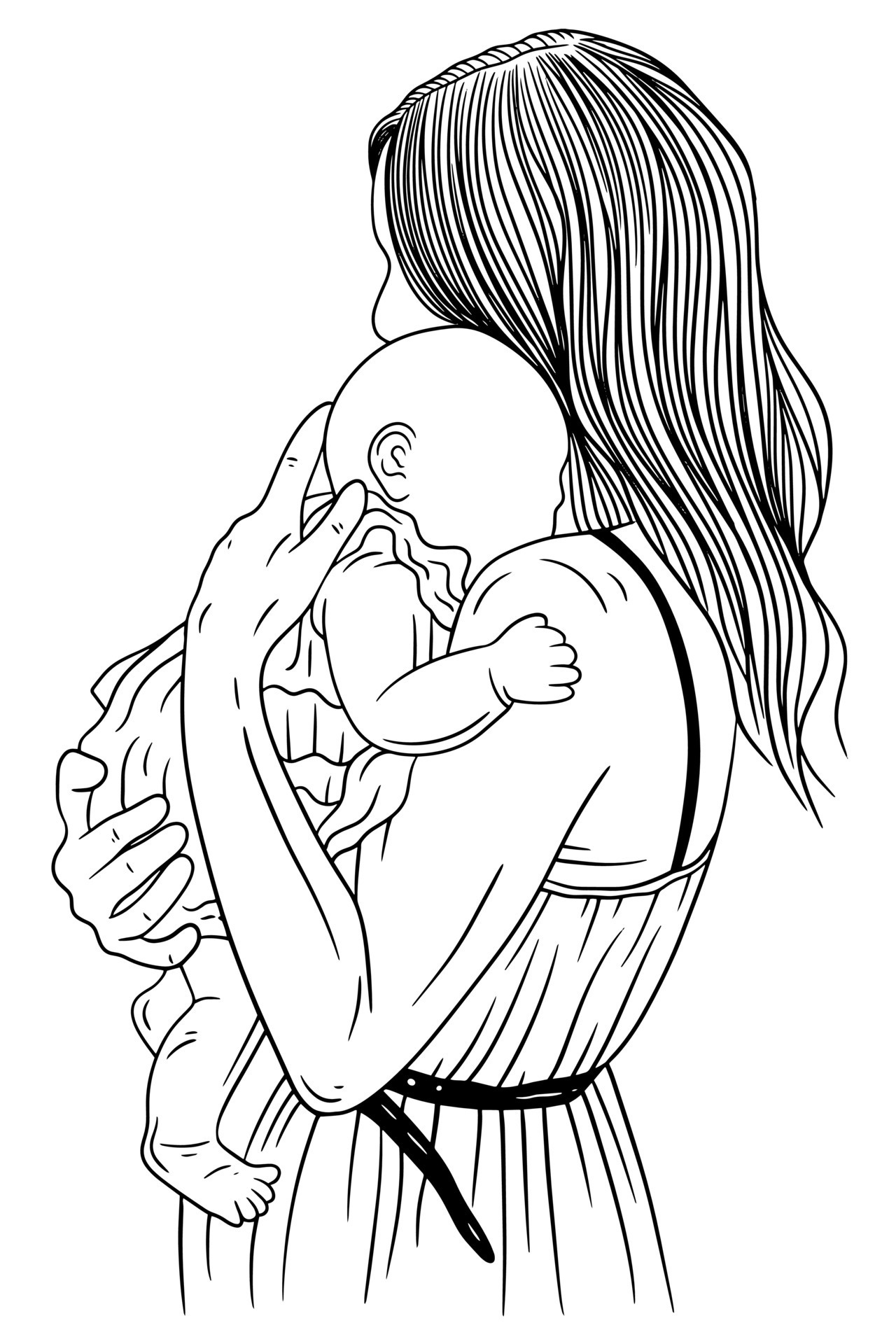 https://static.vecteezy.com/system/resources/previews/008/541/312/original/happy-family-mother-and-baby-born-cute-baby-girl-and-child-parent-women-power-mama-baby-birth-line-art-hand-drawn-style-vector.jpg