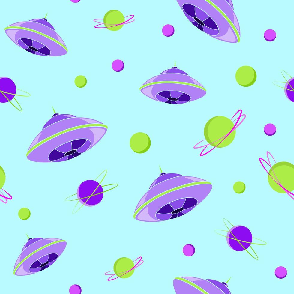UFO pattern, vector pattern, UFO, space, planets