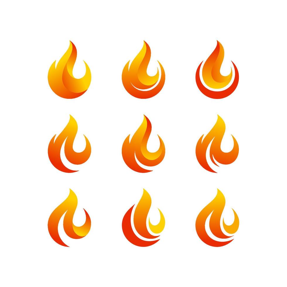 Vector graphic set of fire logo design template