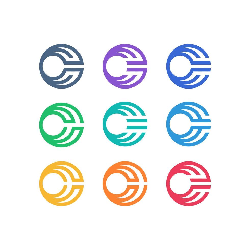 Vector graphic set of letter C logo design template