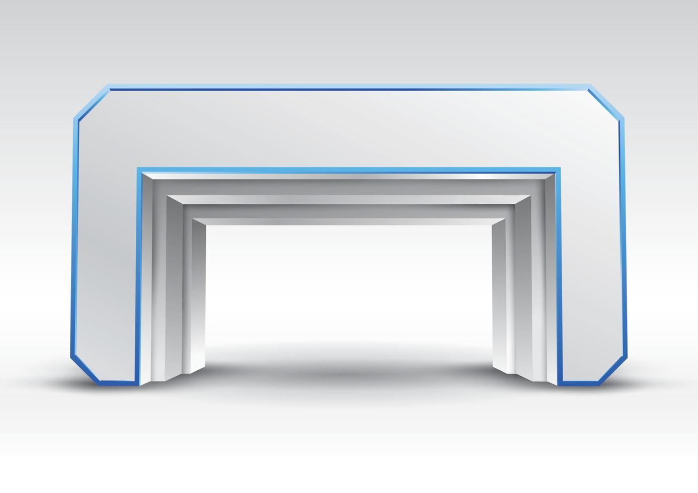 3d blue gate entrance exhibition vector editable with modern style on isolated background