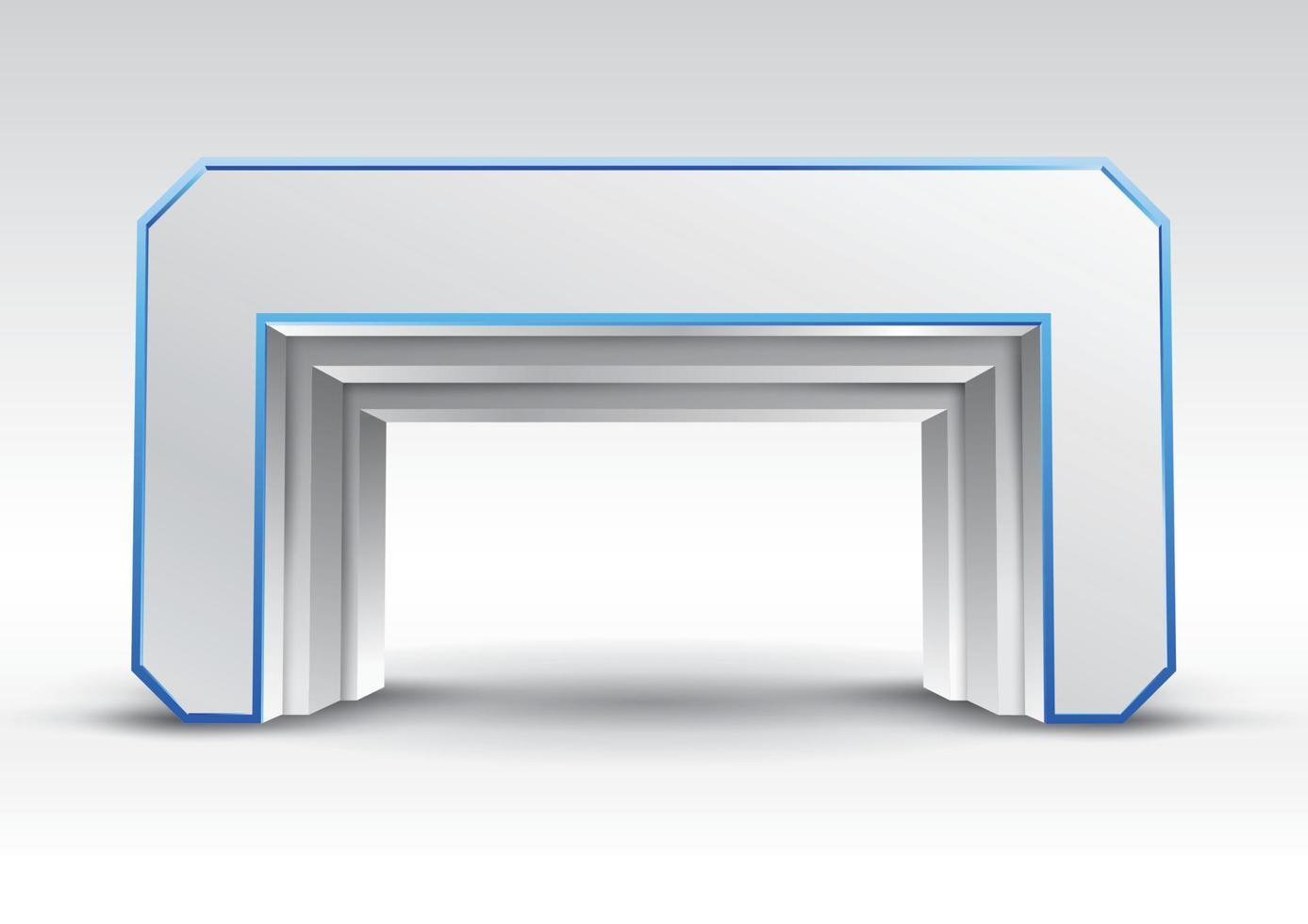 Vector de exposición de entrada de puerta azul 3d editable con estilo moderno sobre fondo aislado