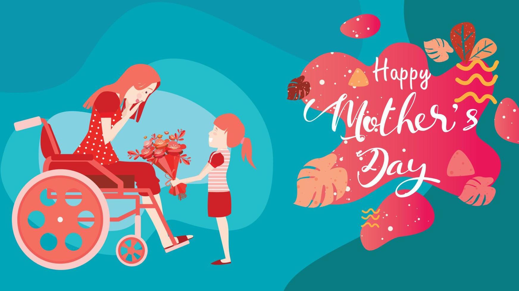 Happy mother day Child ad  mother play together vector