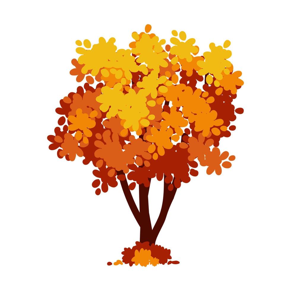 árbol de otoño de dibujos animados aislado en un fondo blanco. elemento  vectorial para el paisaje otoñal, tarjetas otoñales, libros para niños.  8541625 Vector en Vecteezy