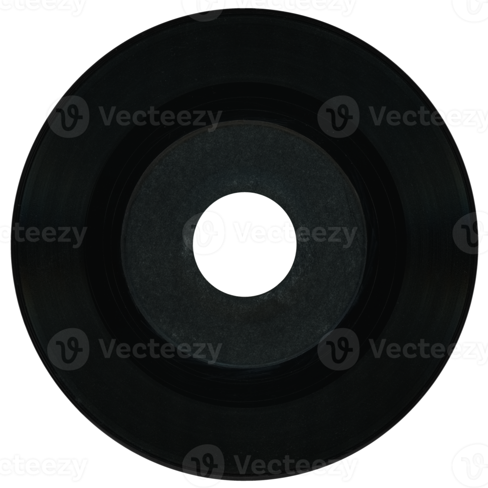 black vinyl record with blank label transparent PNG