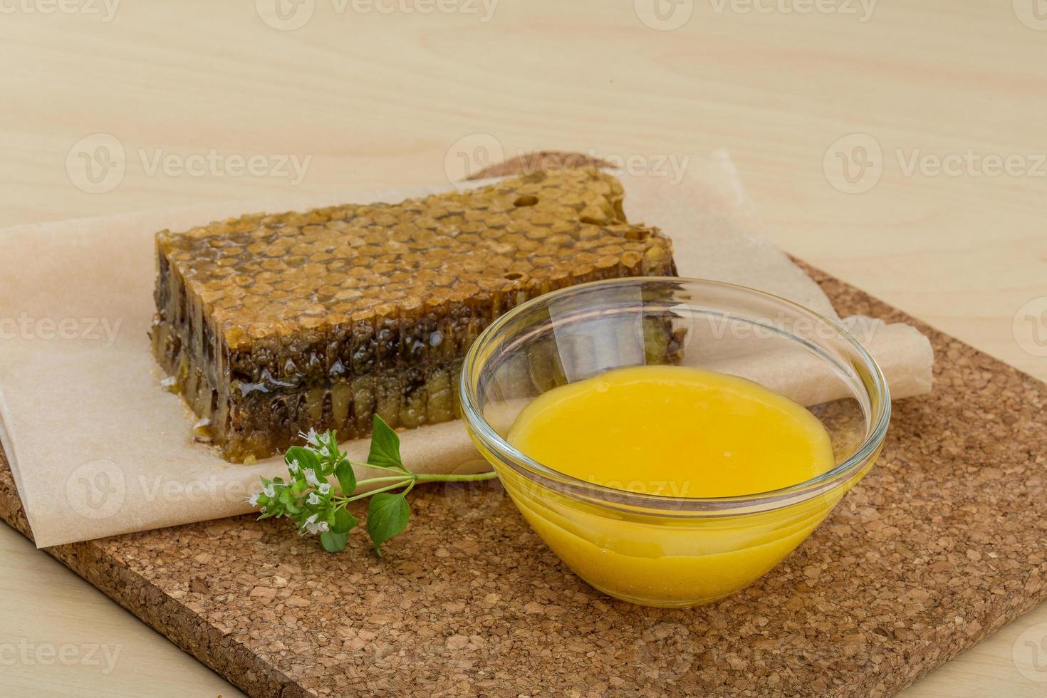 Honey with comb photo
