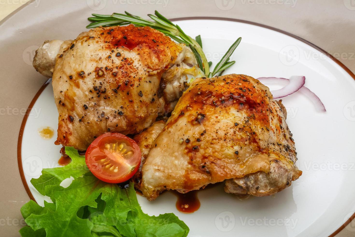 Roasted chicken thighs photo