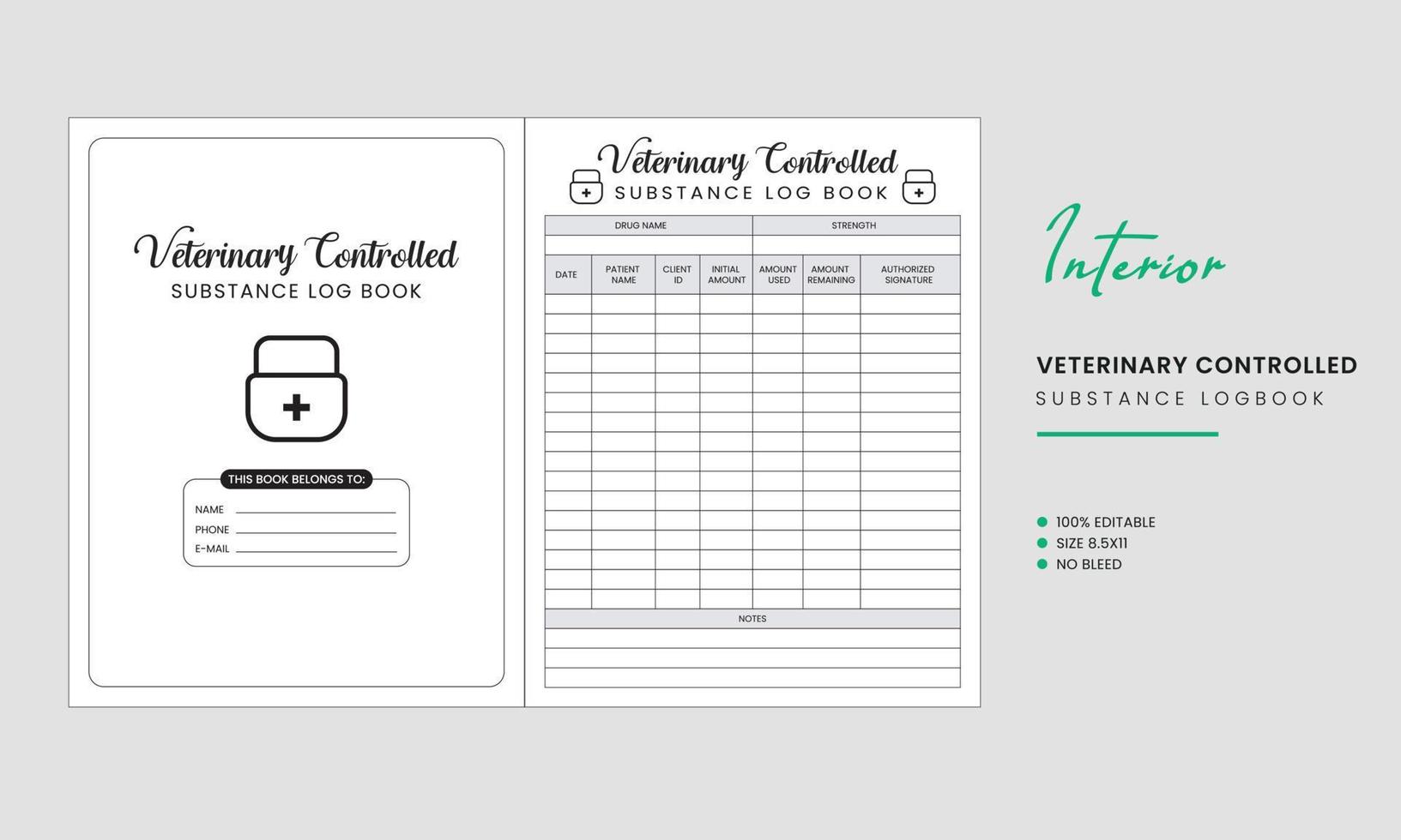 Veterinary Controlled Substance Log Book vector