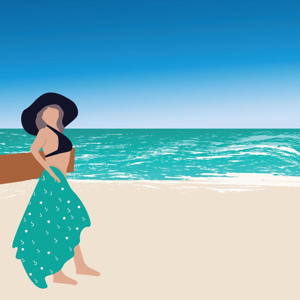 chica de playa en vector de verano