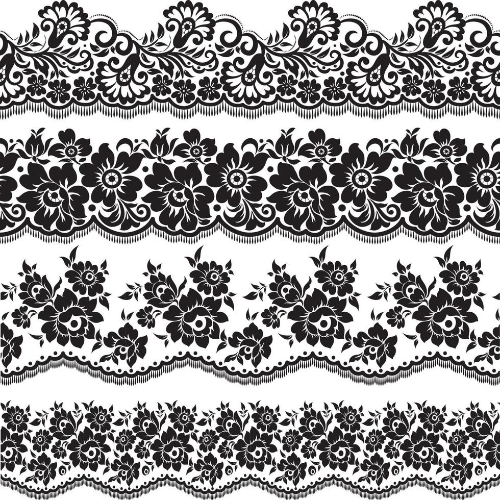 Lace Borders. Vertical Seamless Pattern. vector