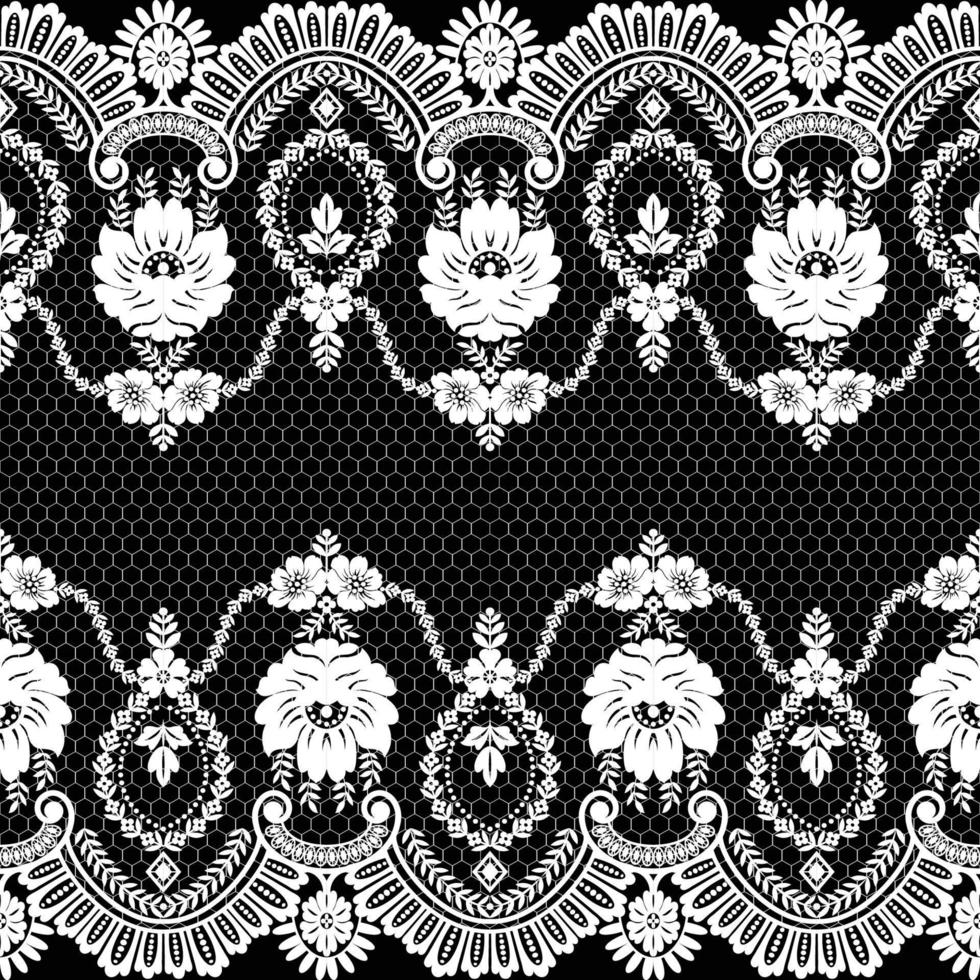 Seamless flower lace pattern vector