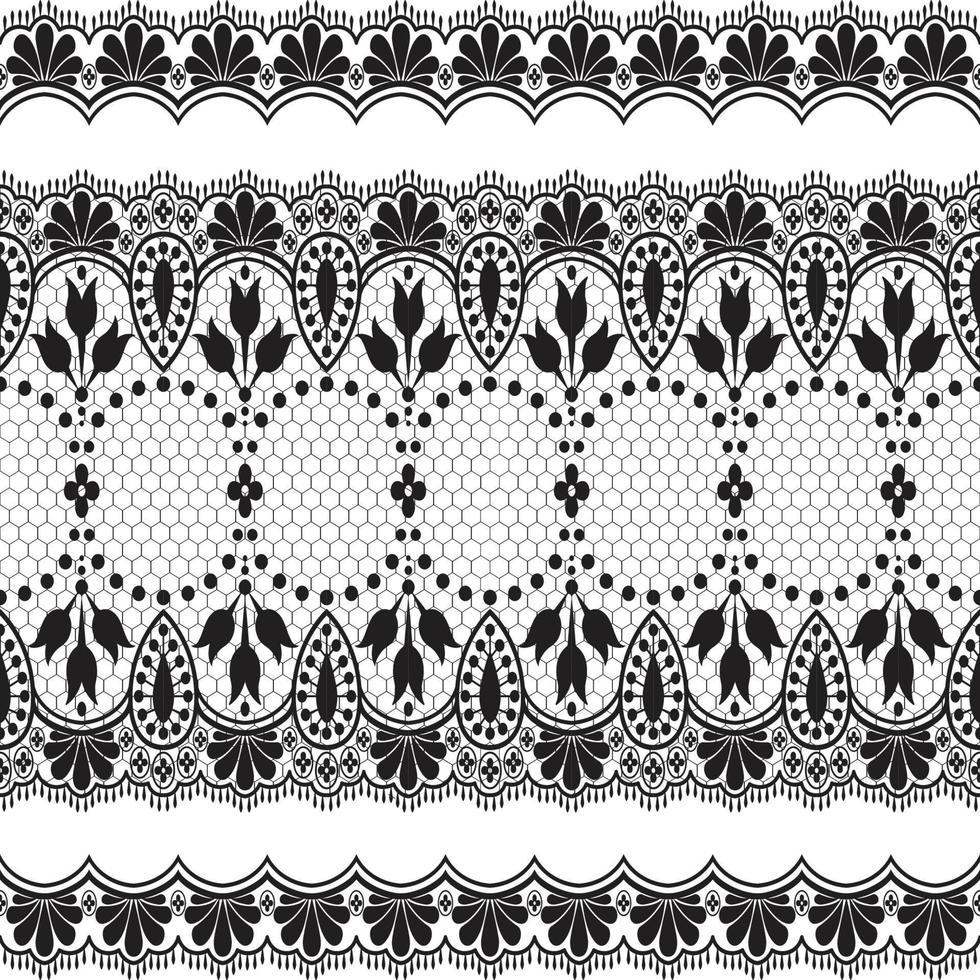 Lace seamless pattern with flowers vector