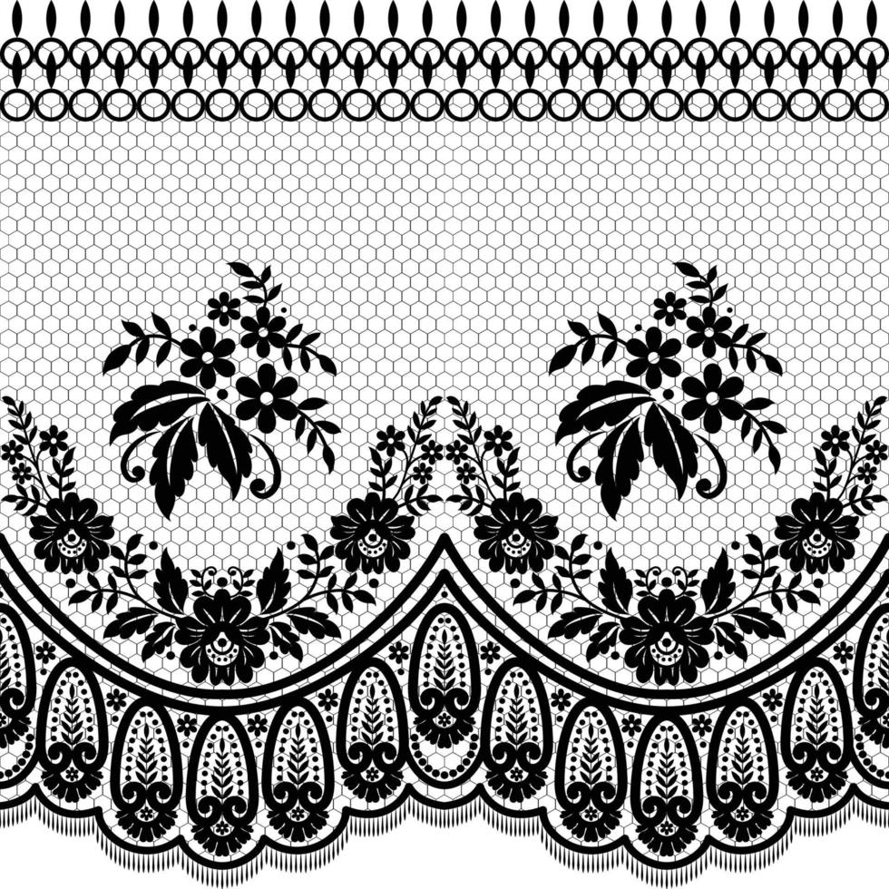 patrón de encaje floral blanco transparente vector