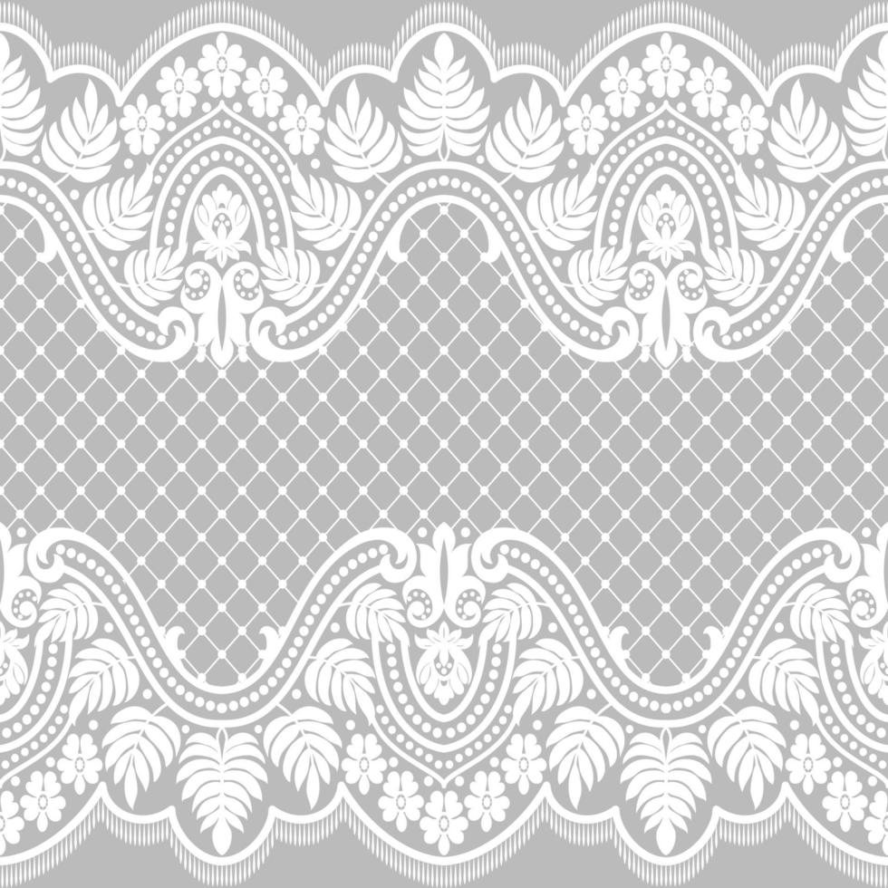 Seamless white floral lace pattern vector