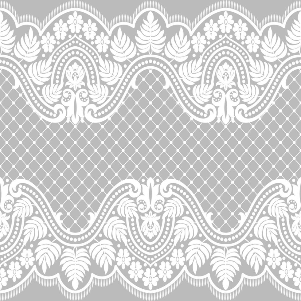 patrón de encaje floral blanco transparente vector