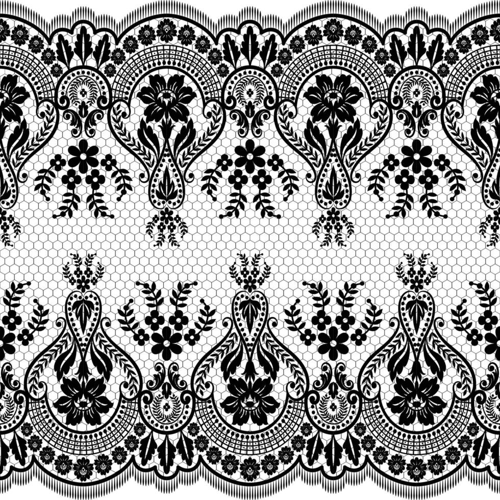 Lace seamless pattern with flowers vector