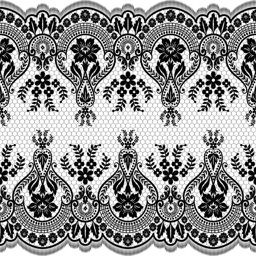 Lace seamless pattern with flowers vector