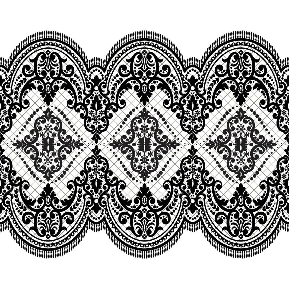 Lace seamless pattern with flowers vector