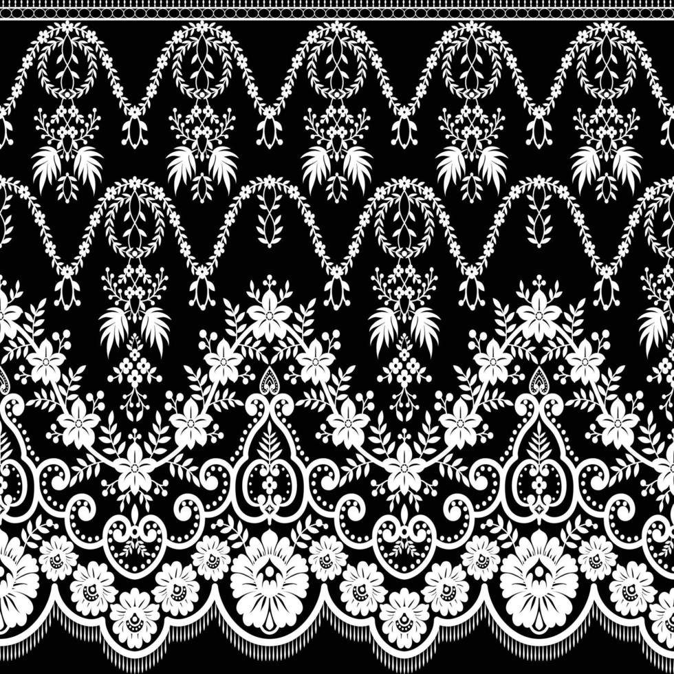 Lace seamless pattern with flowers vector