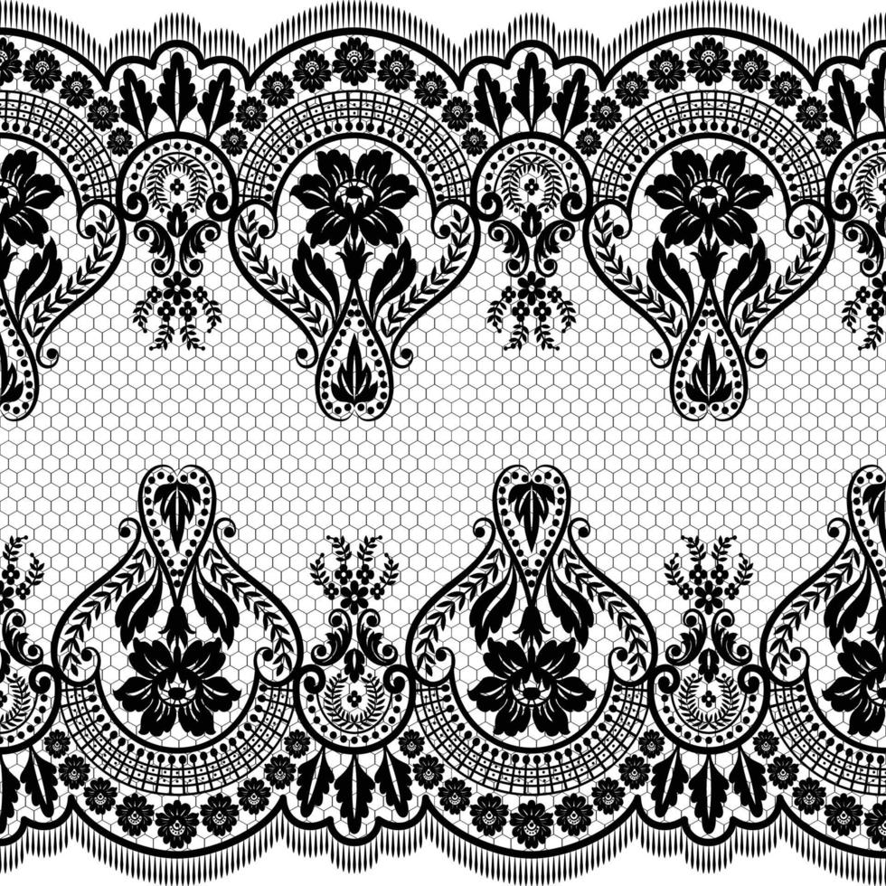 Lace seamless pattern with flowers vector