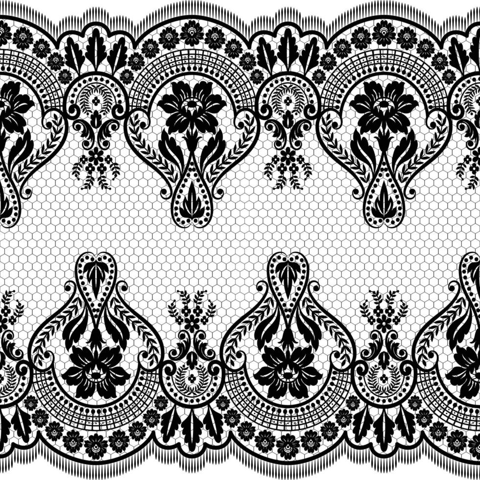 Lace seamless pattern with flowers vector