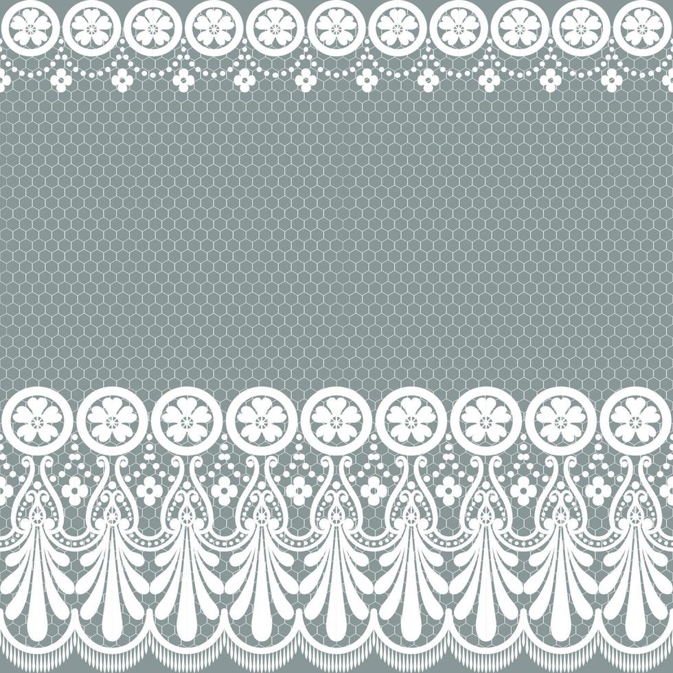 patrón de encaje floral blanco transparente vector