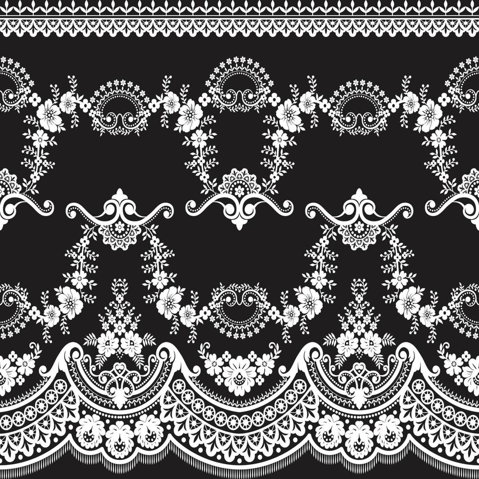 Seamless flower lace pattern vector