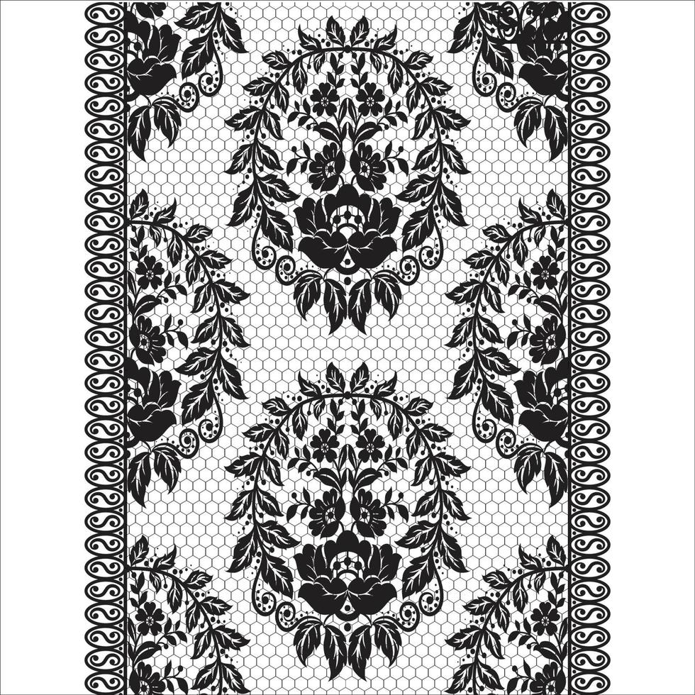 Lace seamless pattern with flowers vector