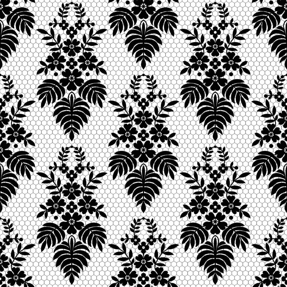 Seamless white floral lace pattern vector