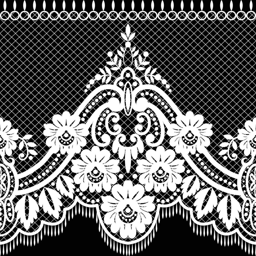 Seamless white floral lace pattern vector