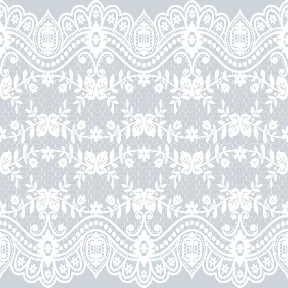 patrón de encaje floral blanco transparente vector