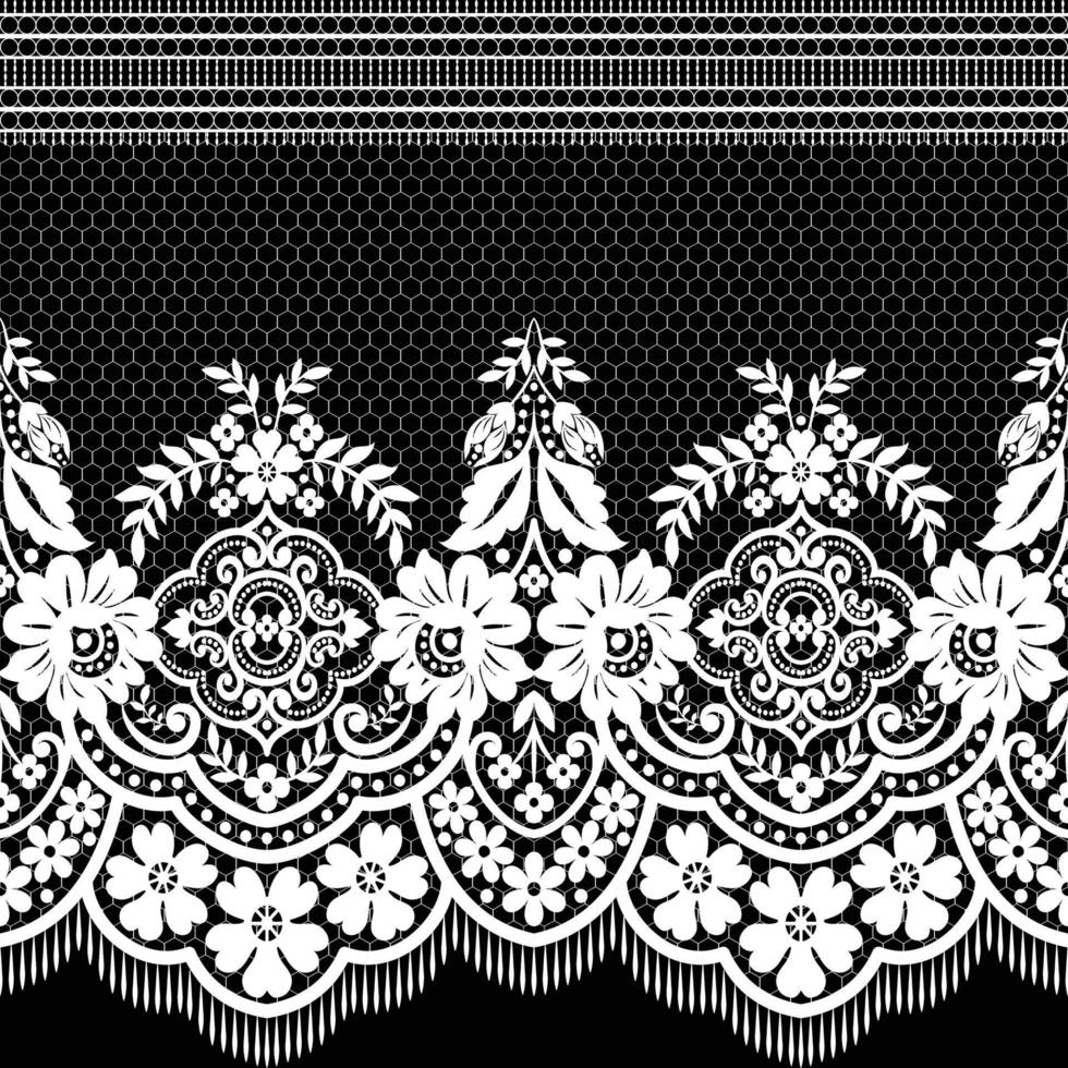 Seamless white floral lace pattern vector