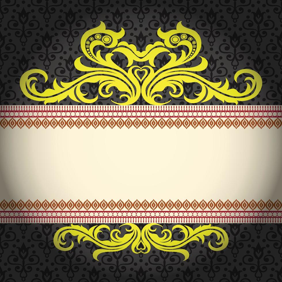 Vector Damask Pattern and Frame