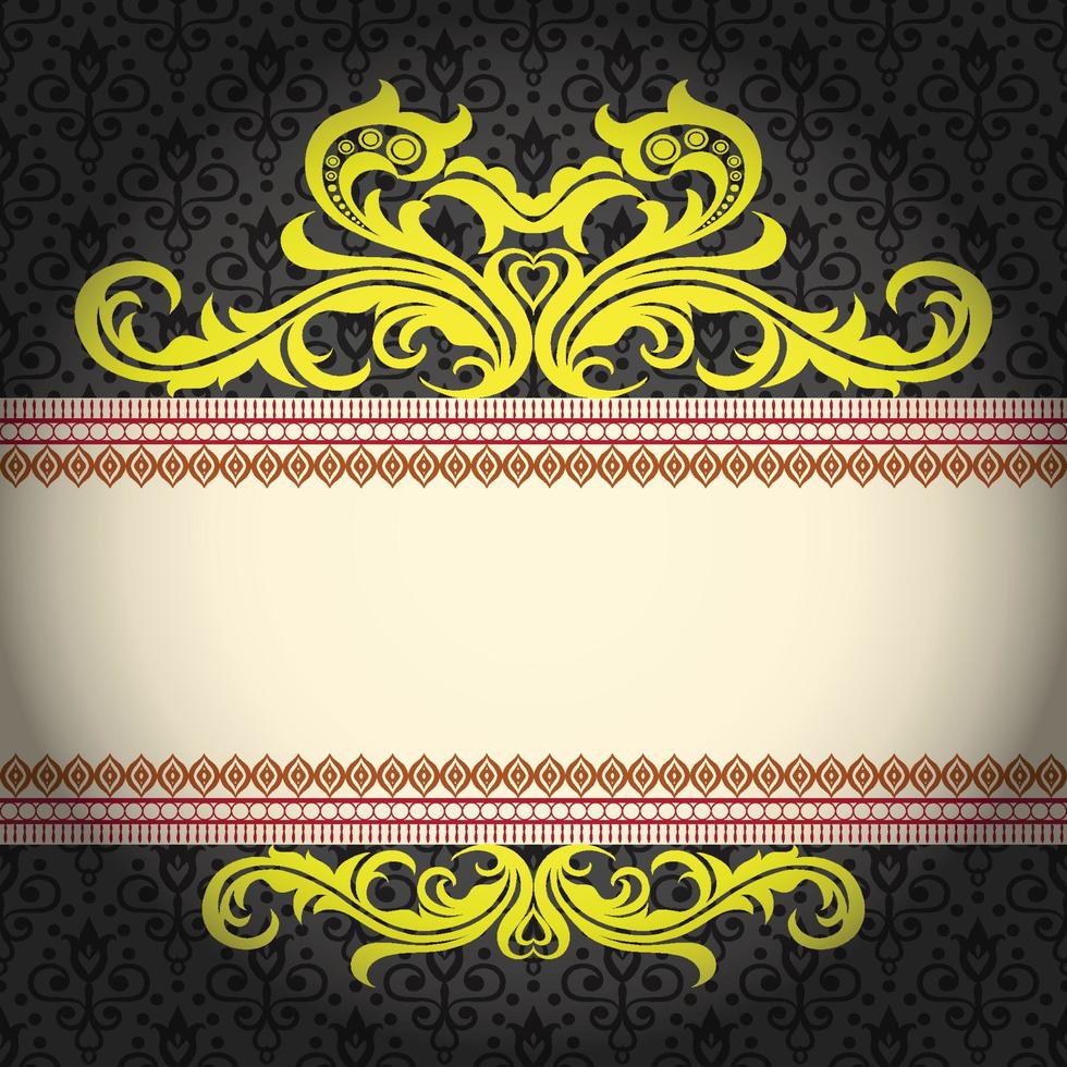 Vector Damask Pattern and Frame