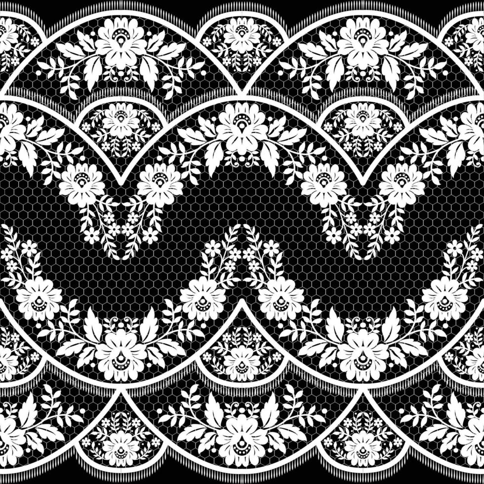 Seamless white floral lace pattern vector