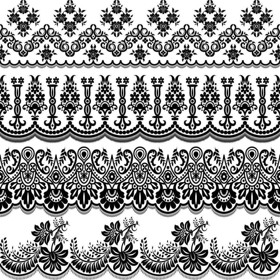 Lace Borders. Vertical Seamless Pattern. vector