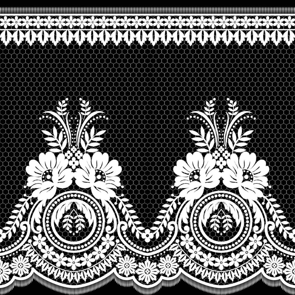 Lace seamless pattern with flowers vector