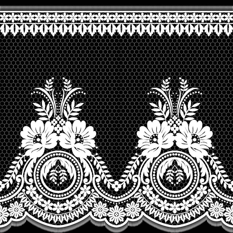 Lace seamless pattern with flowers vector