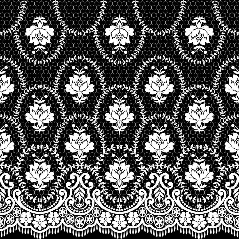 Lace seamless pattern with flowers vector