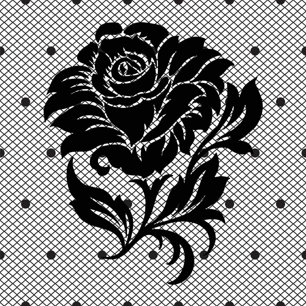 Black and white lace flowers and leaves isolated on white vector